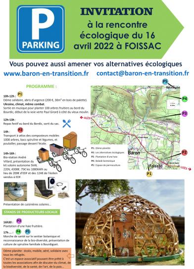 Invitation rencontre écologique du 16 avril 2022